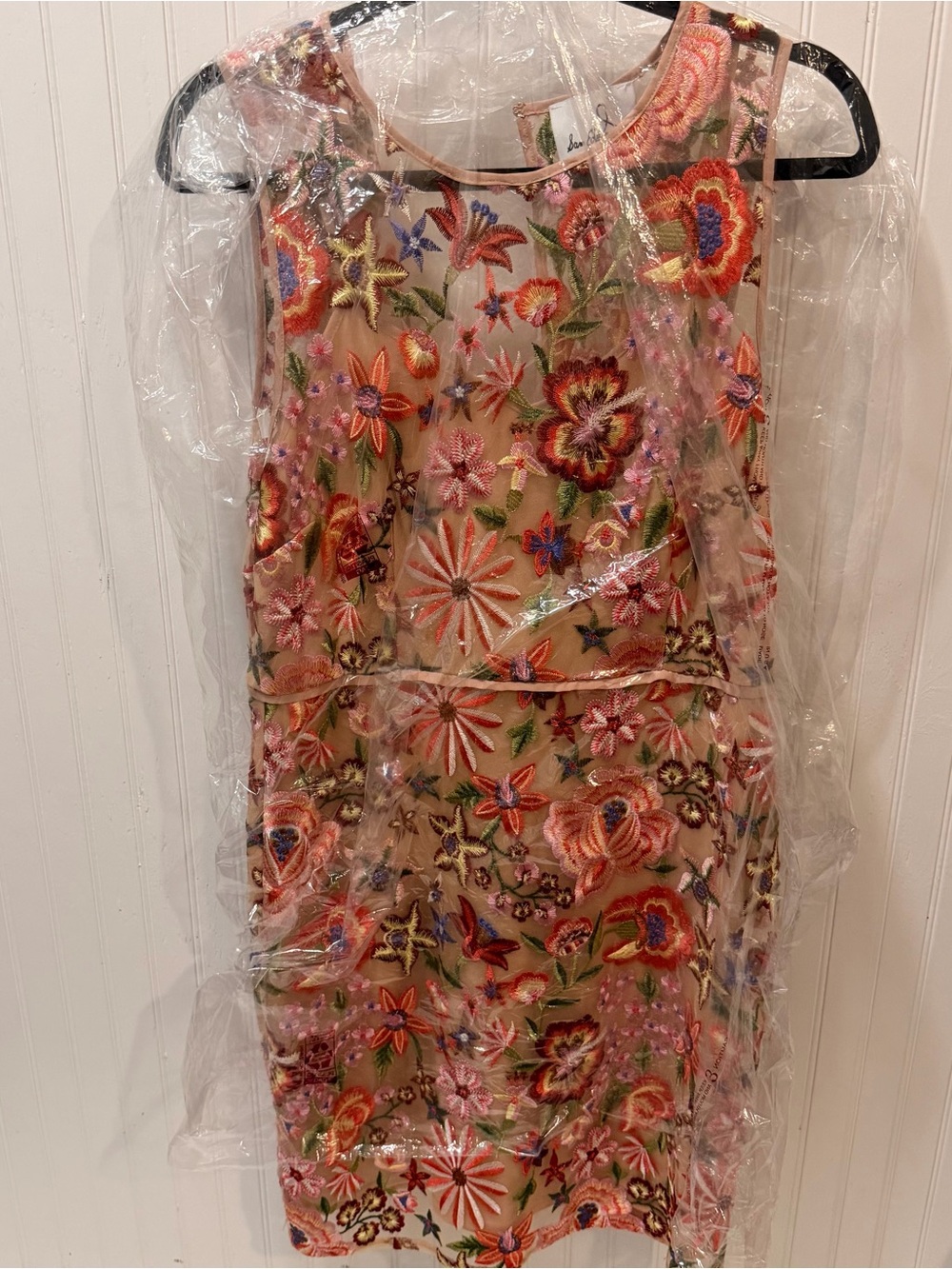 Sam Edelman Beige Midi Dress with Multicolor Floral Embroidery